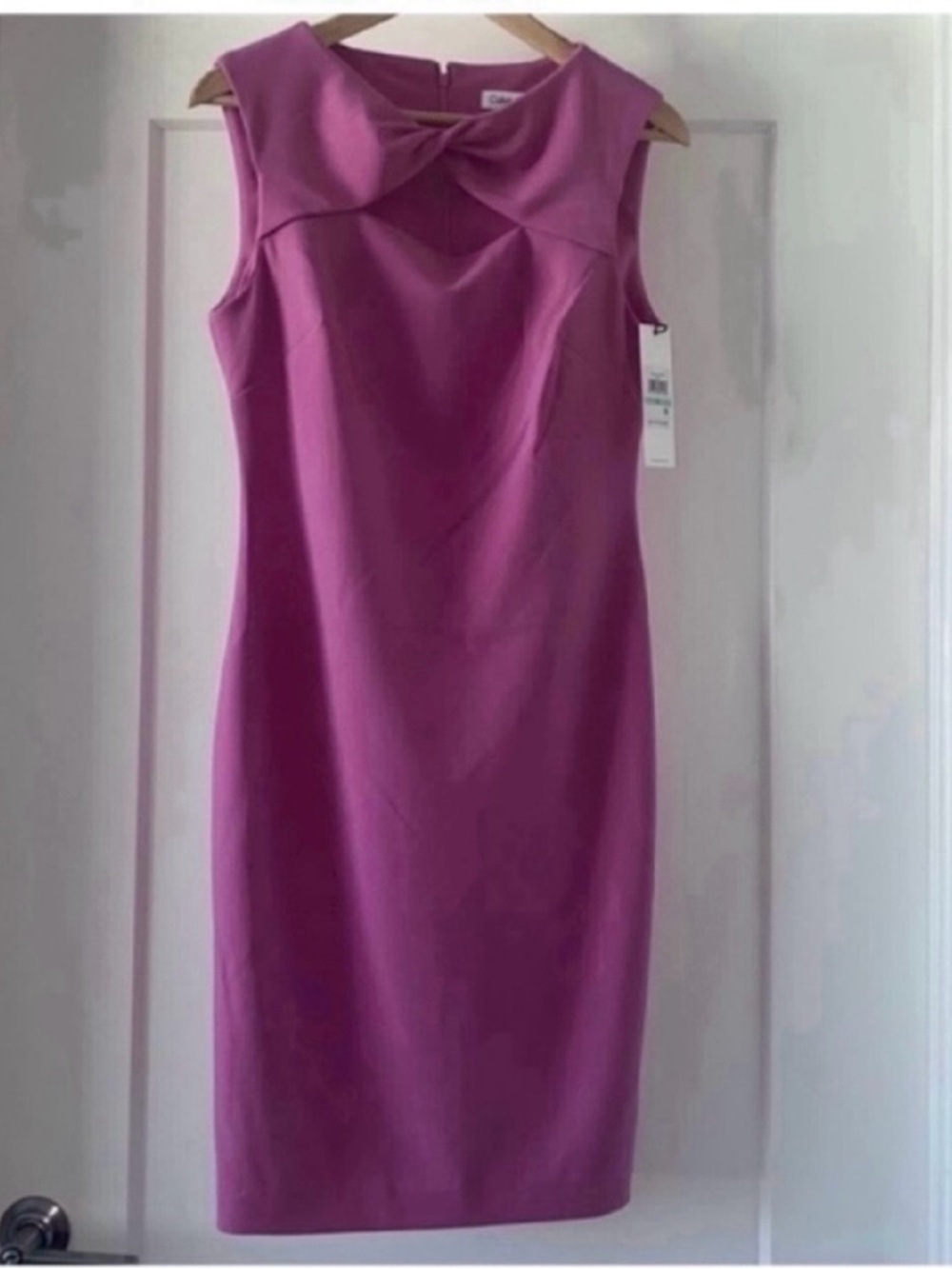 🩷 NWT! Pink CALVIN KLEIN Sleeveless Knotted Cut-Out Crew Neck Dress - Size 12